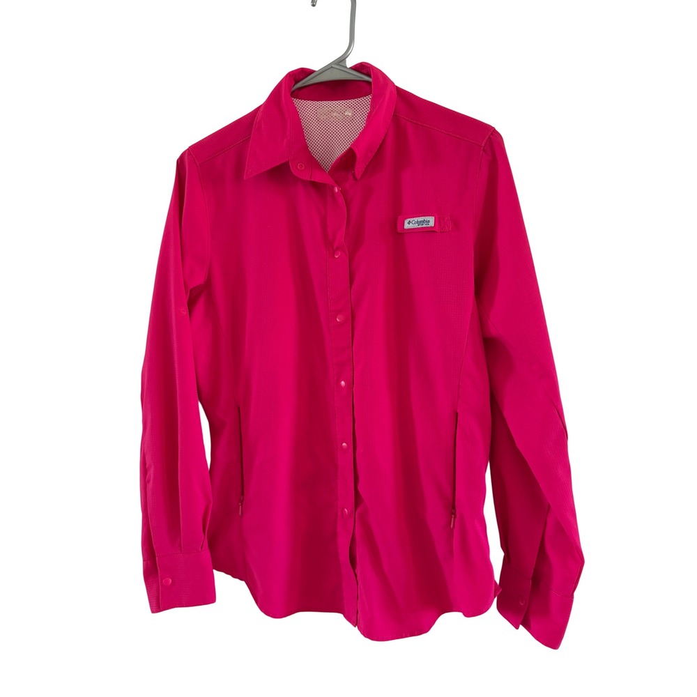 Columbia PFG Tamiami II Long Sleeve Fishing Shirt Pink Women Small UPF 40